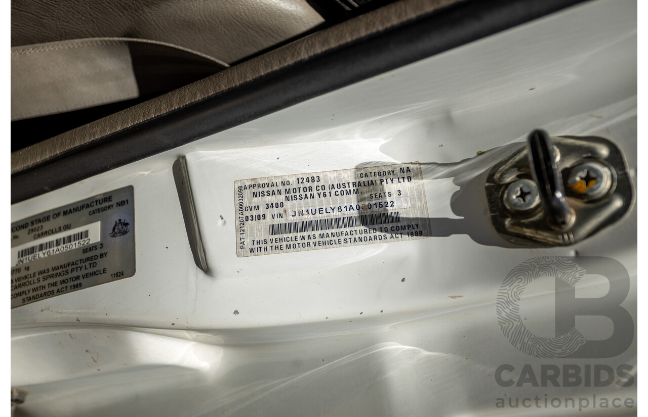 3/2009 Nissan Patrol DX (4x4) GU MY08 Leaf C/Chas White Turbo Diesel 3.0L