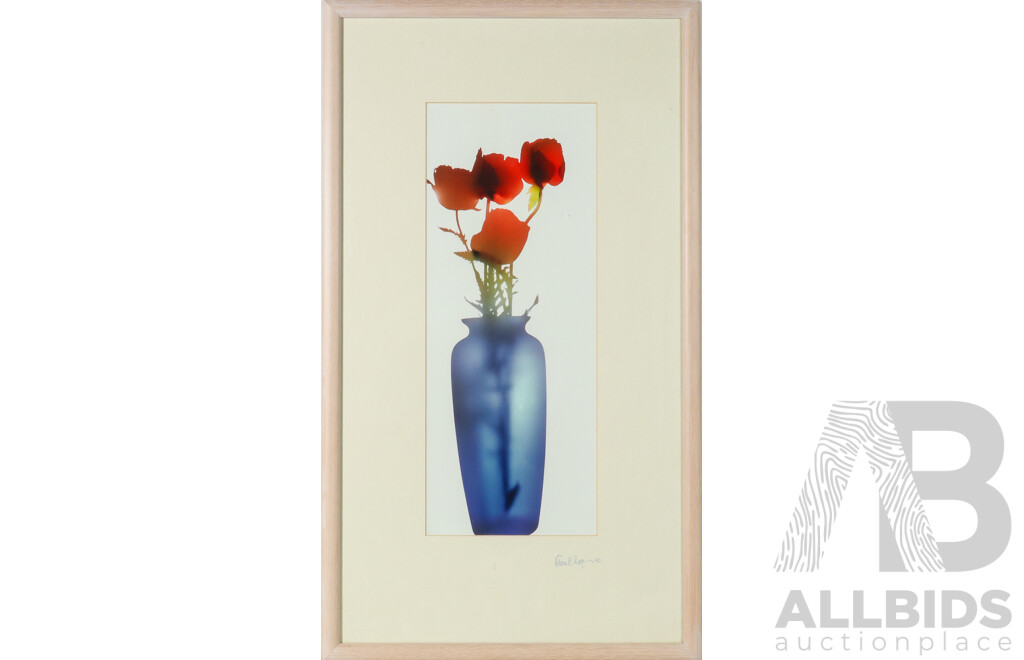 Helen Rodgers, (20th Century, British), Poppies in Blue Vase (1990), Original Image Film Projector Colour Print, 77 x 44 cm (frame)