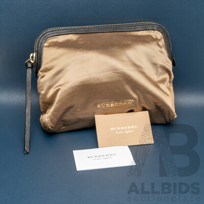 Burberry Gold/black Cosmetic Pouch with Dust Bag