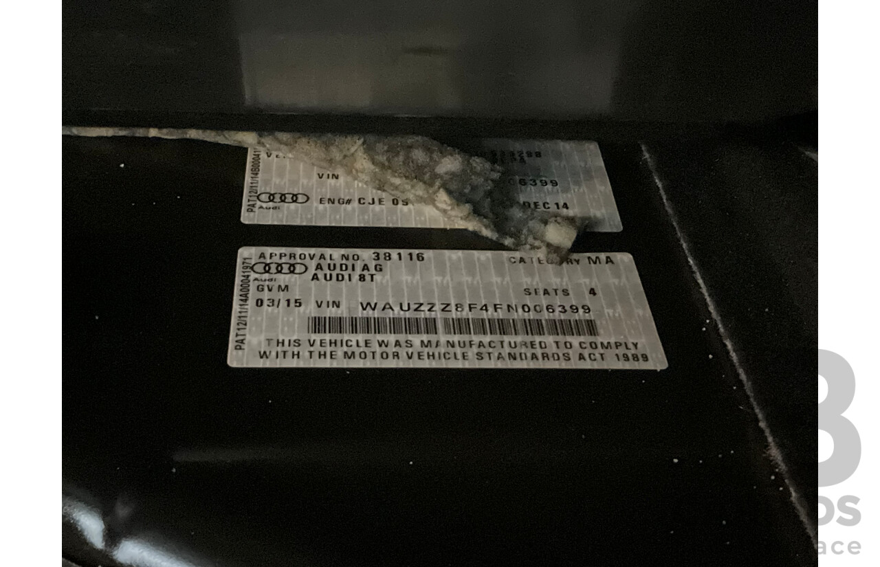 3/2015 Audi A5 S-Line 1.8 TFSI 8T MY15 2d Cabriolet Mythos Black Metallic Turbo 1.8L