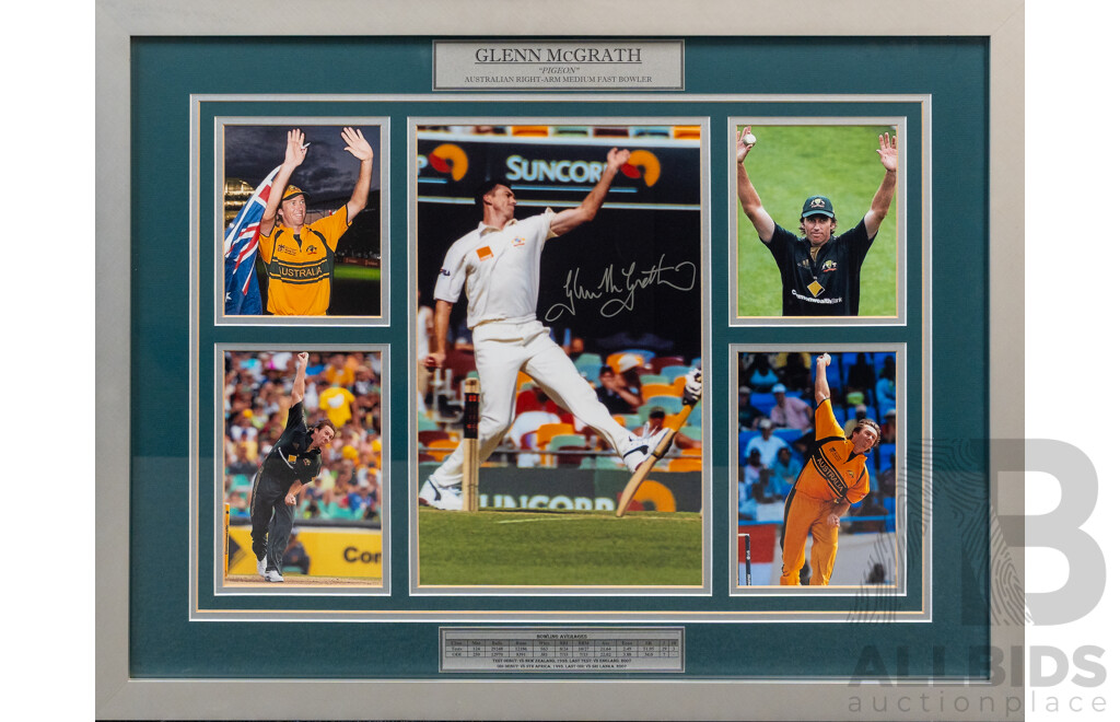 Glenn McGrath Signed Framed Cricket Montage