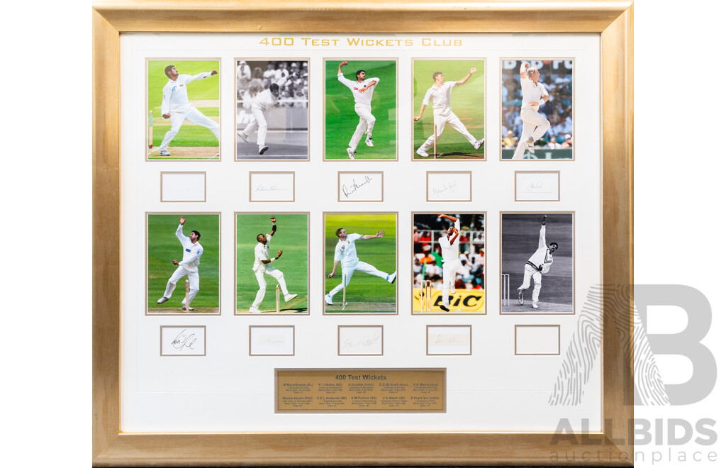 '400 Test Wicket Club' Signed Framed Cricket Display
