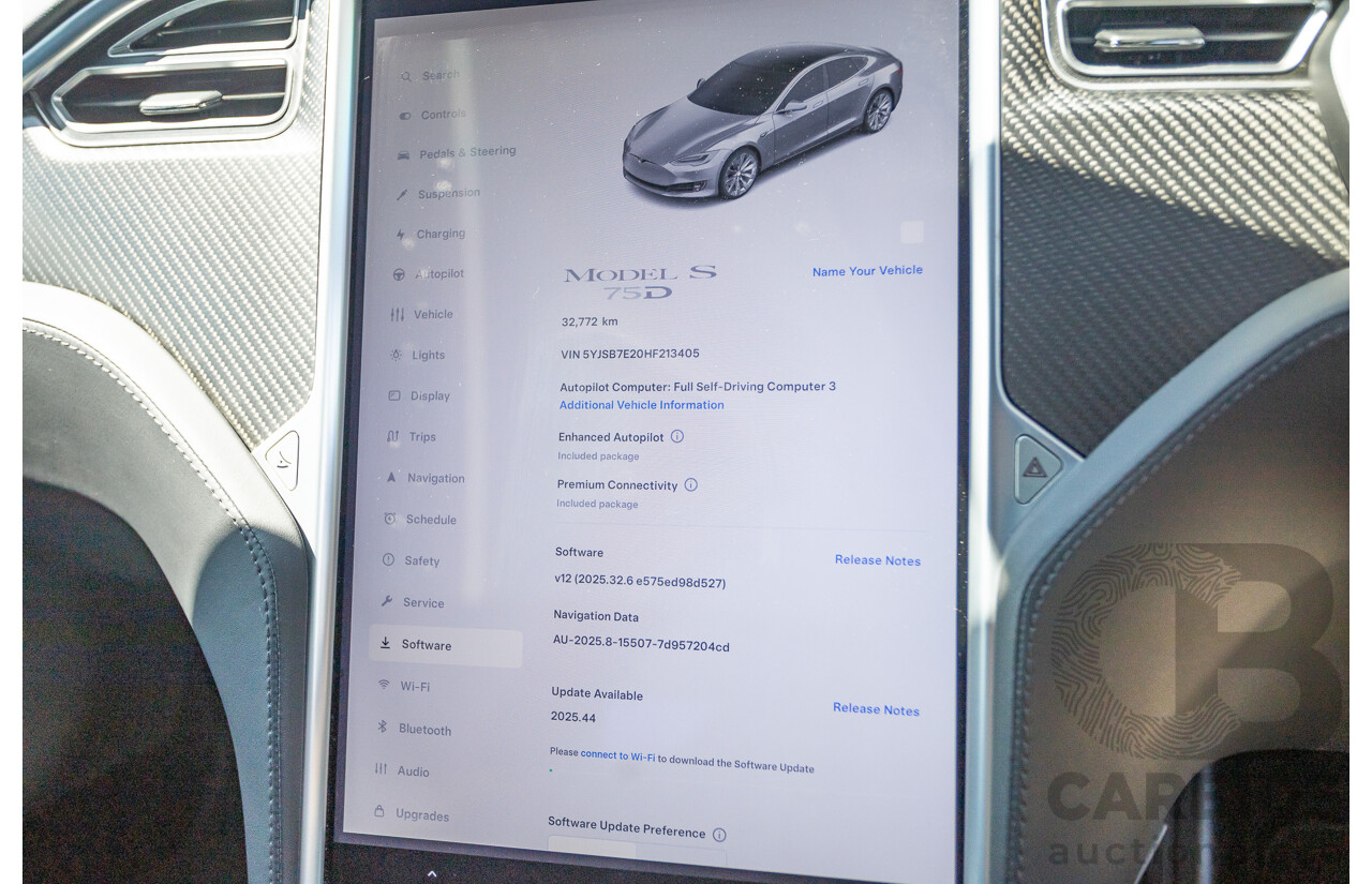 10/2017 Tesla Model S 75D (AWD) MY17 4D Silver Hatchback - Dedicated Electric EV 116kw