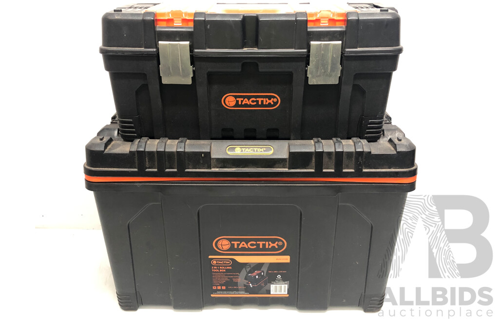 Tactix 2 in 1 Rolling Tool Box with Portable Tool Box