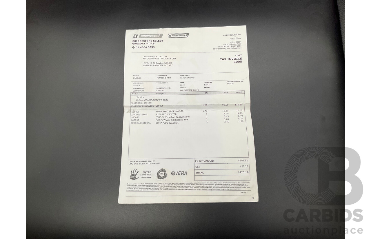 9/2009 Holden Commodore Omega VE MY10 4d Sedan Voodoo Blue Metallic V6 3.0L