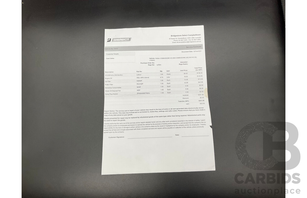 9/2009 Holden Commodore Omega VE MY10 4d Sedan Voodoo Blue Metallic V6 3.0L