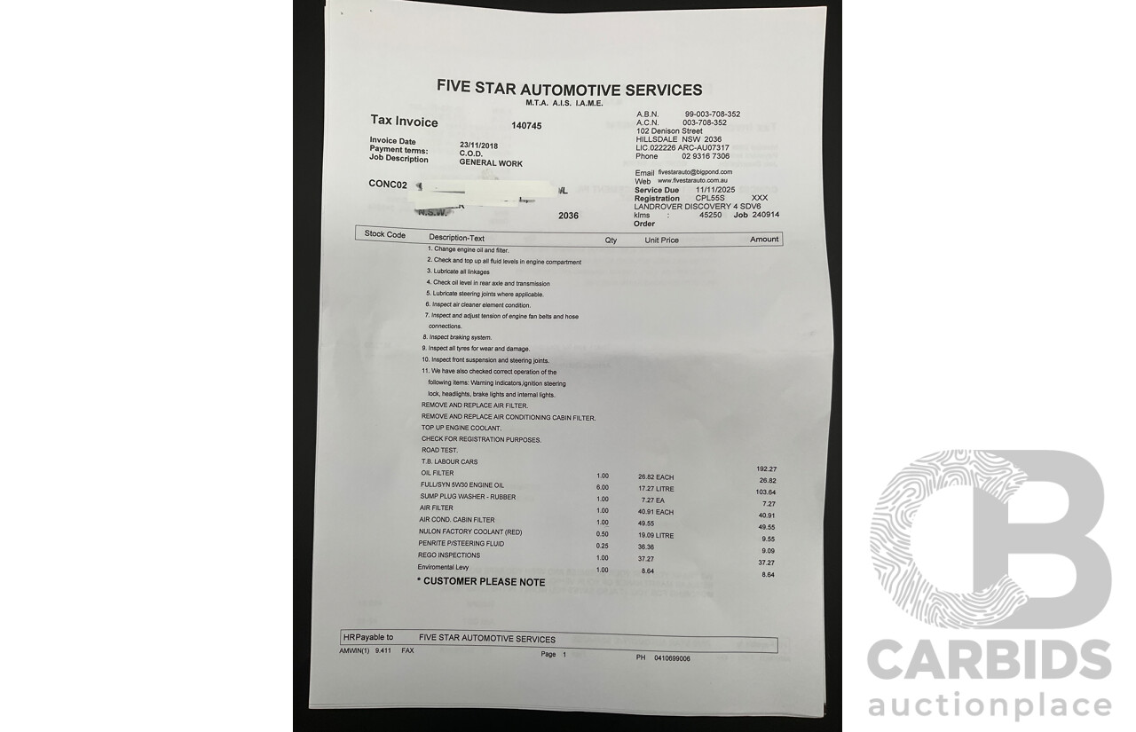 6/2013 Land Rover Discovery 4 3.0 SDV6 SE MY13 4d Wagon Causeway Grey Metallic Turbo Diesel V6 3.0L