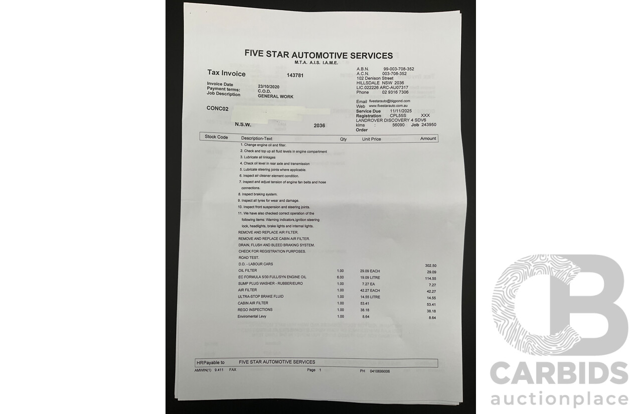 6/2013 Land Rover Discovery 4 3.0 SDV6 SE MY13 4d Wagon Causeway Grey Metallic Turbo Diesel V6 3.0L