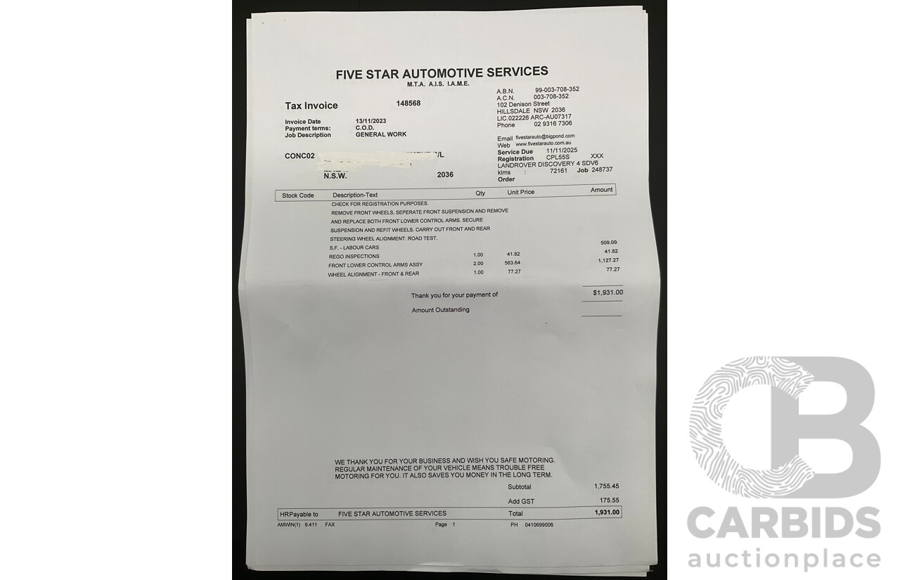 6/2013 Land Rover Discovery 4 3.0 SDV6 SE MY13 4d Wagon Causeway Grey Metallic Turbo Diesel V6 3.0L