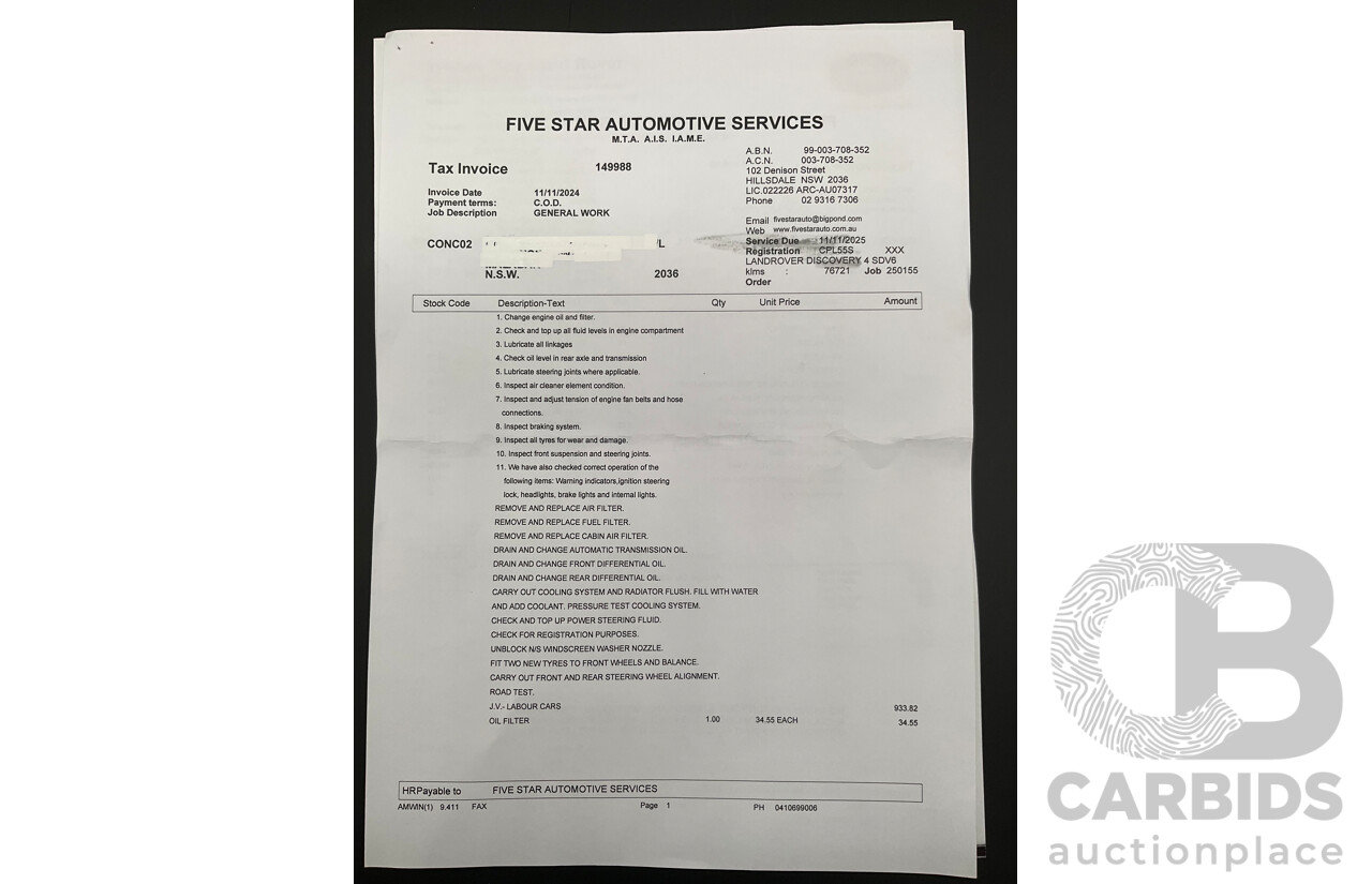 6/2013 Land Rover Discovery 4 3.0 SDV6 SE MY13 4d Wagon Causeway Grey Metallic Turbo Diesel V6 3.0L