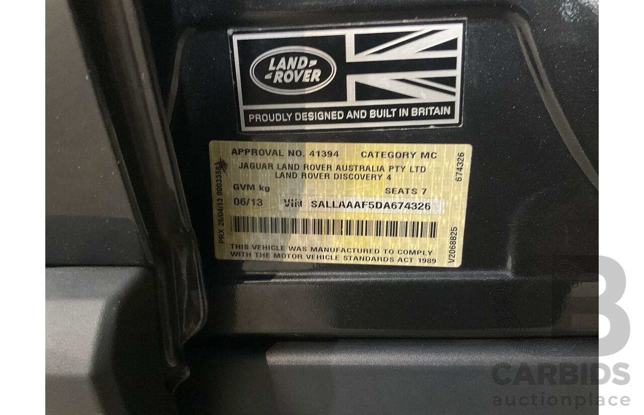 6/2013 Land Rover Discovery 4 3.0 SDV6 SE MY13 4d Wagon Causeway Grey Metallic Turbo Diesel V6 3.0L
