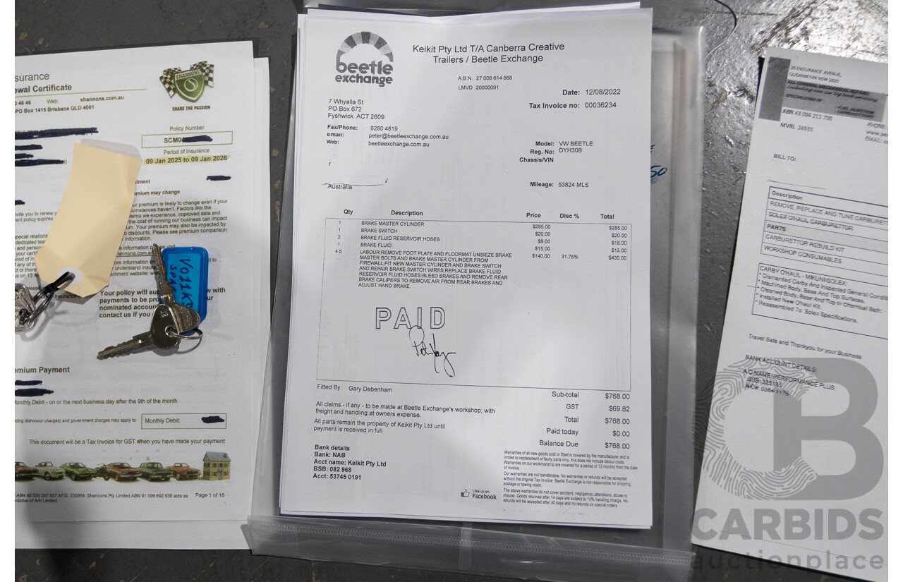 8/1970 Volkswagen Beetle 2d Sedan Black / Red 1.6L - Modified