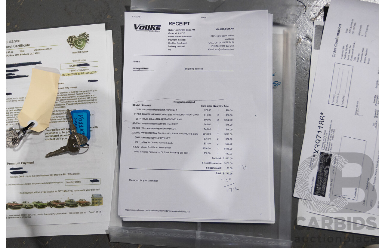 8/1970 Volkswagen Beetle 2d Sedan Black / Red 1.6L - Modified