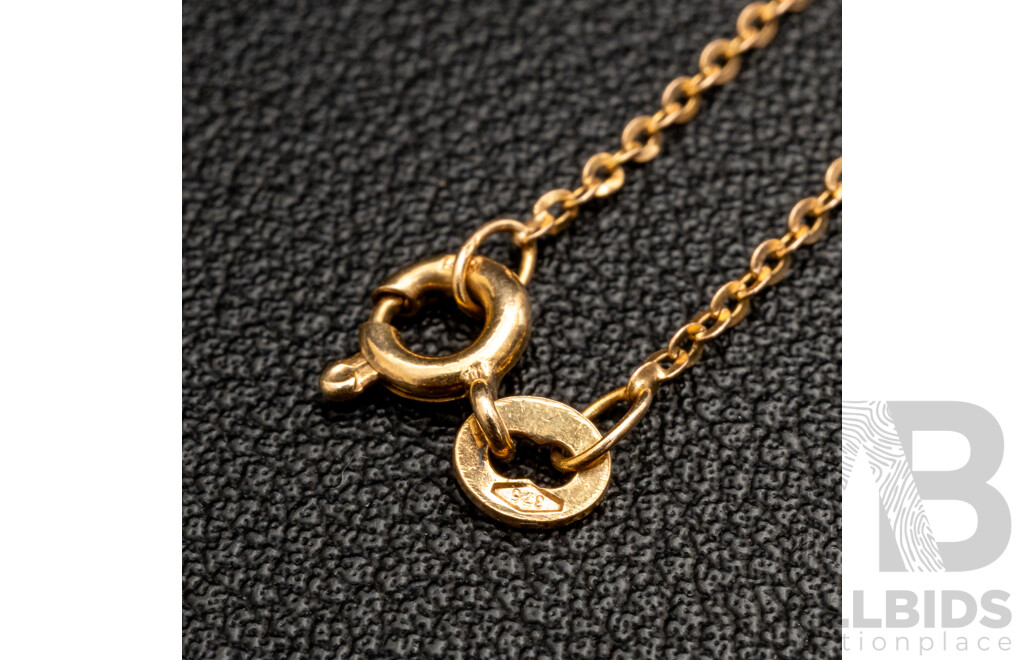 9ct Cultured Pearl Cluster Pendant on Fixed Chain, 40cm, 10.15 Grams