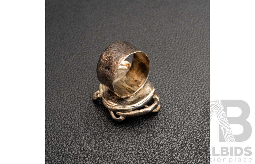 Sterling Silver Artisan Handmade Contemporary Ring, Size N, 14.45 Grams