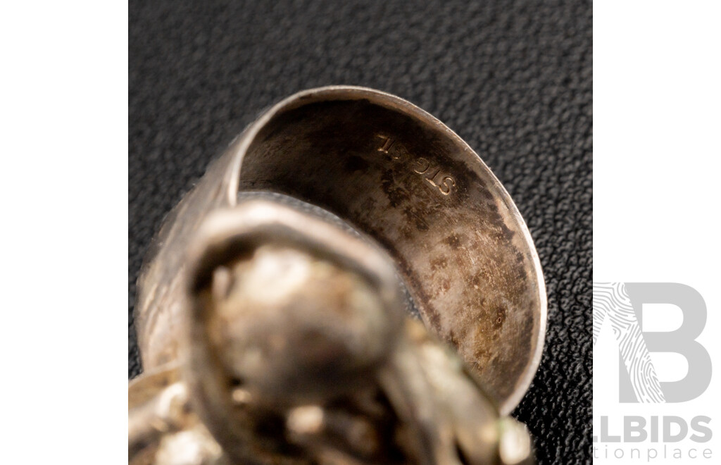 Sterling Silver Artisan Handmade Contemporary Ring, Size N, 14.45 Grams