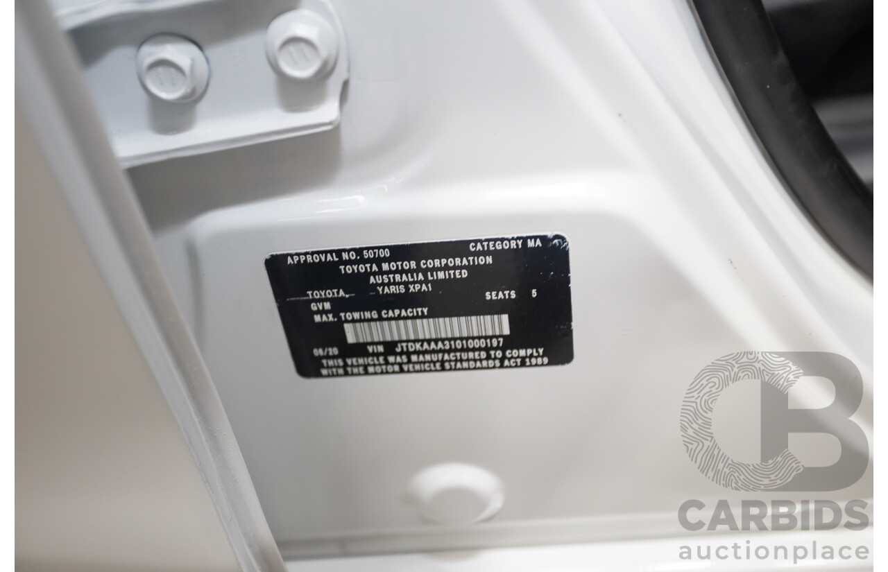 6/2020 Toyota Yaris Ascent Sport MXPA10R 5D Hatchback Glacier White 1.5L