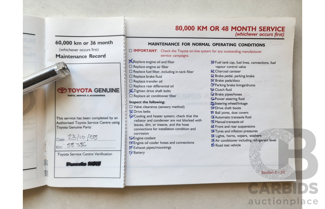 9/2006 Toyota Rav4 CV (4x4) ACA33R 4d Wagon White 2.4L