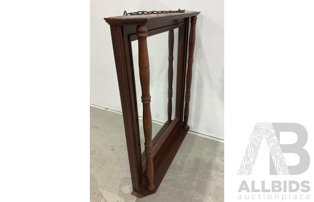 Mahogany and Pine Wall Mirror and Shelf