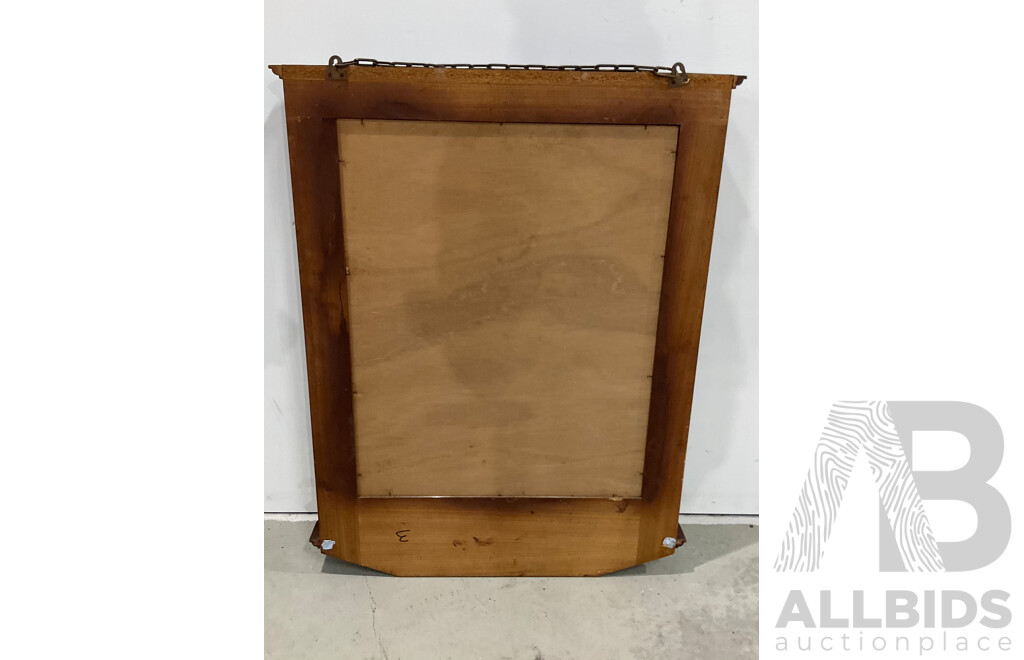 Mahogany and Pine Wall Mirror and Shelf