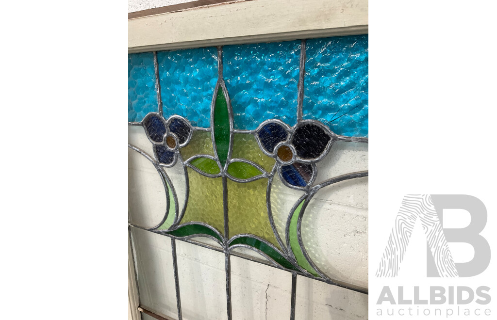 Matching Set of Seven Secessionist Style Cedar Leadlight Windows