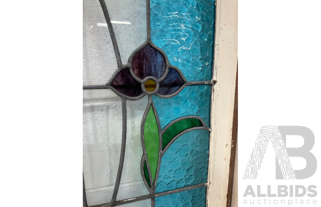 Matching Set of Seven Secessionist Style Cedar Leadlight Windows