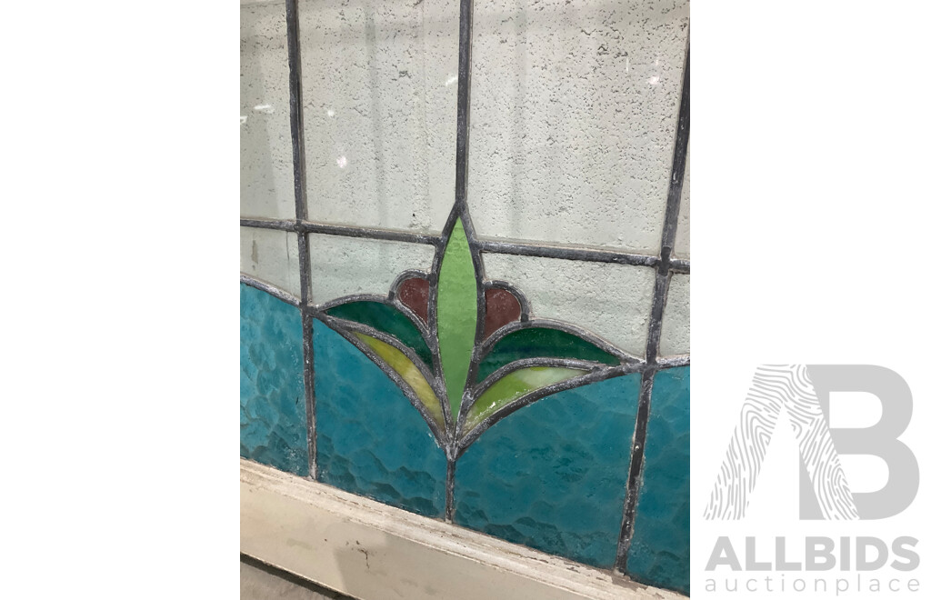 Matching Set of Seven Secessionist Style Cedar Leadlight Windows