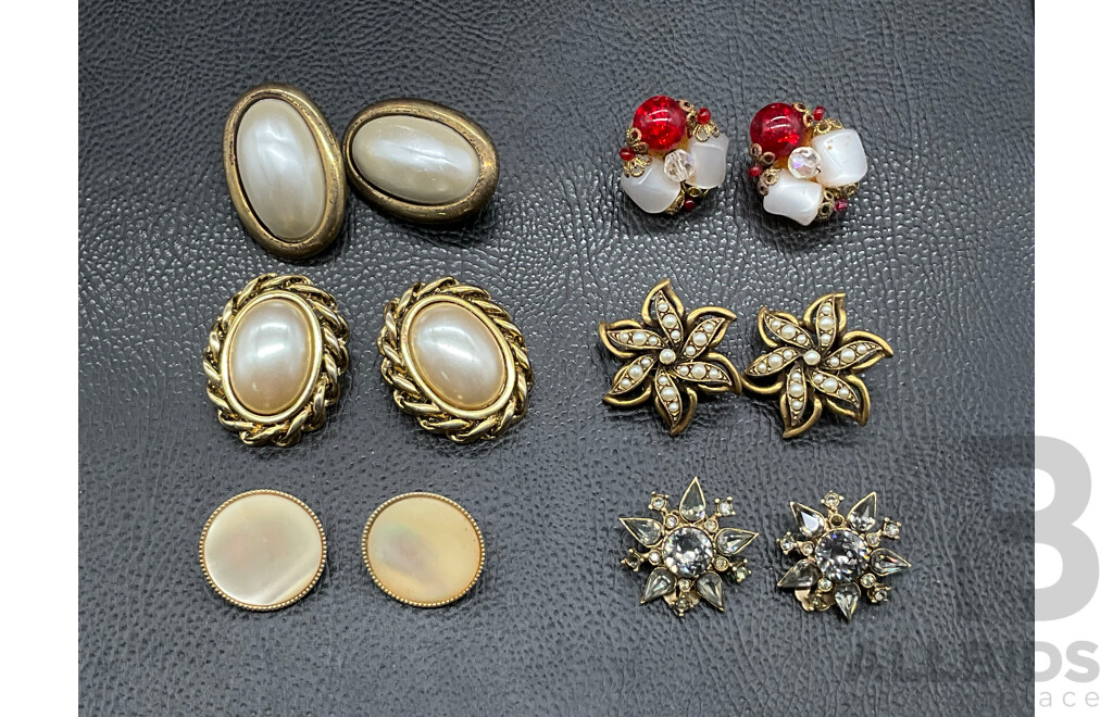 Collection of Vintage Clip-on Earrings, Including Elizabeth Reimer, Florenza, Barns and More - Lot of 6
