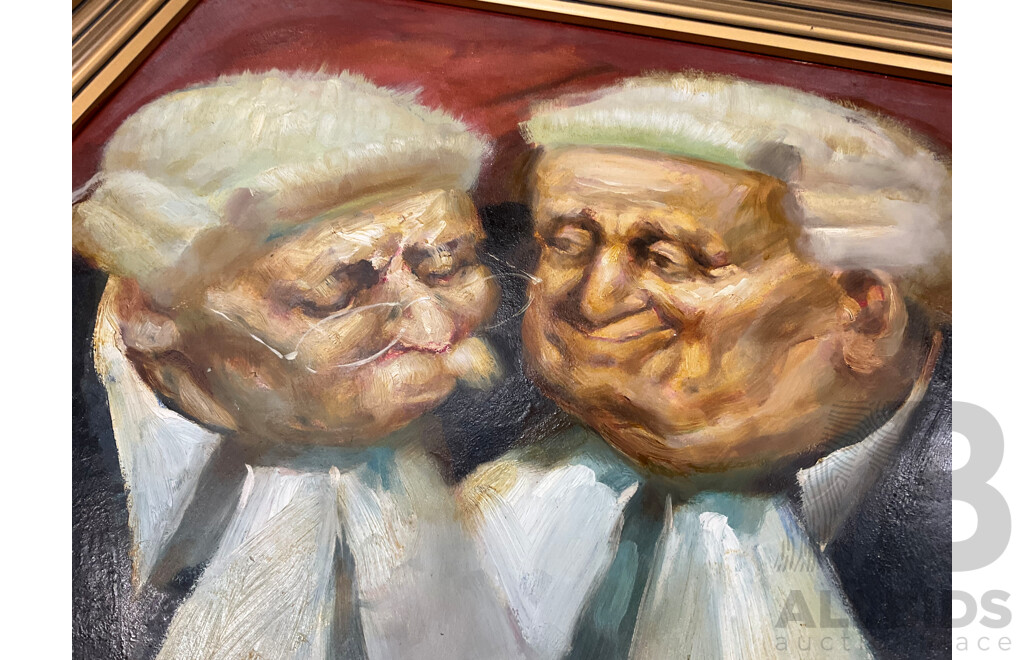 Zoltan Fenyes (1924-97 ) , ''Wake Up Georgey Boy'' Oil on Board, 50 X 58 Cm (frame)