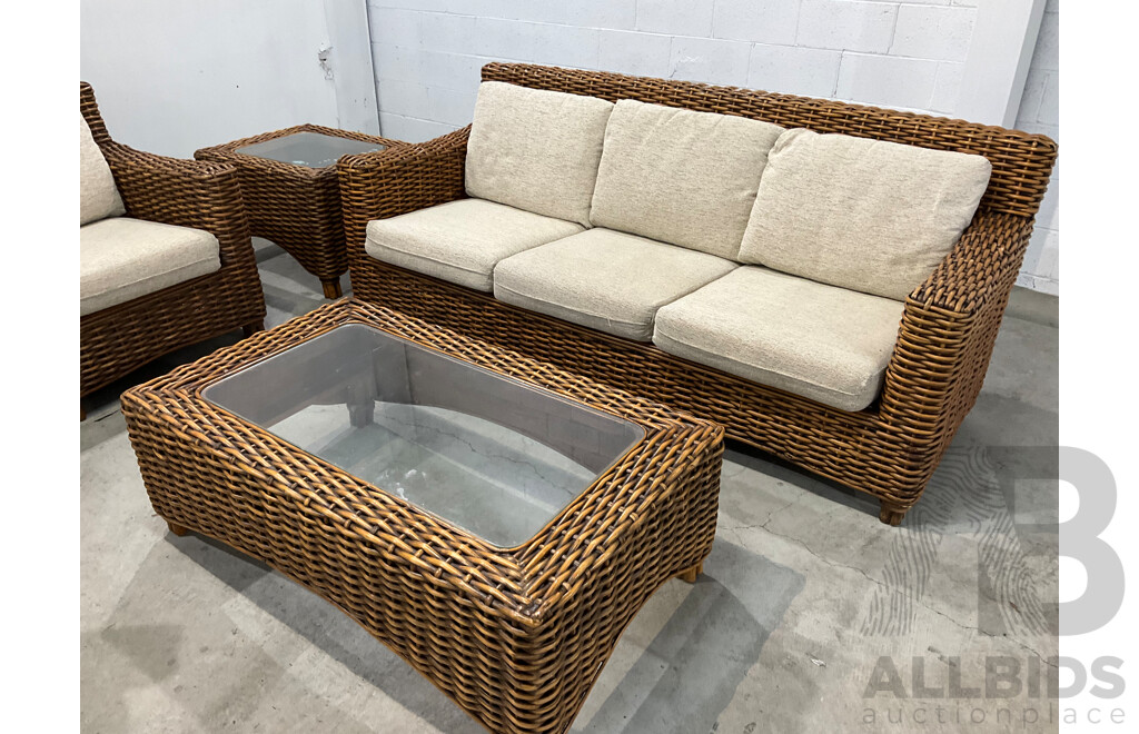 ISLANDER Five Piece Cane Outdoor Lounge Suite