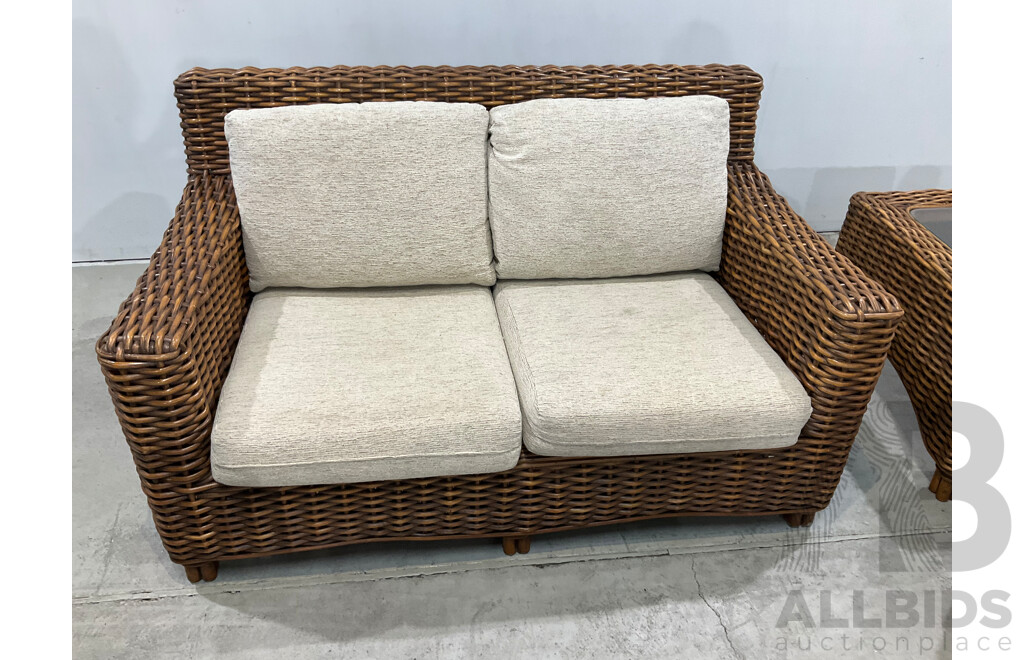 ISLANDER Five Piece Cane Outdoor Lounge Suite