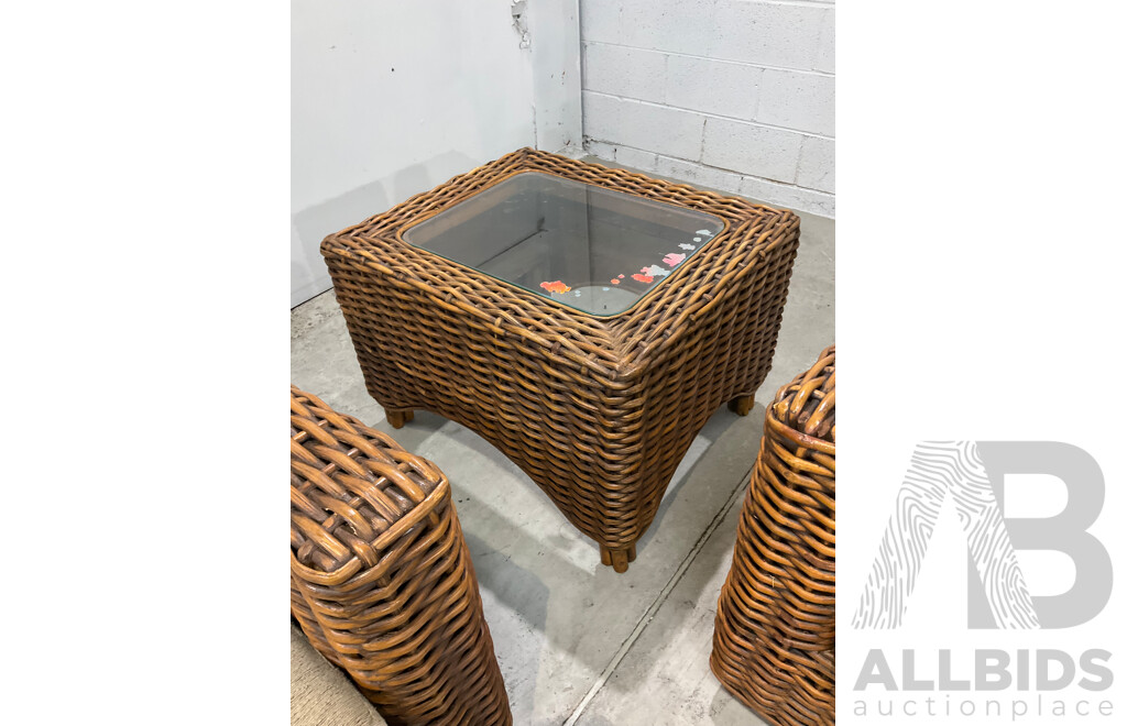 ISLANDER Five Piece Cane Outdoor Lounge Suite