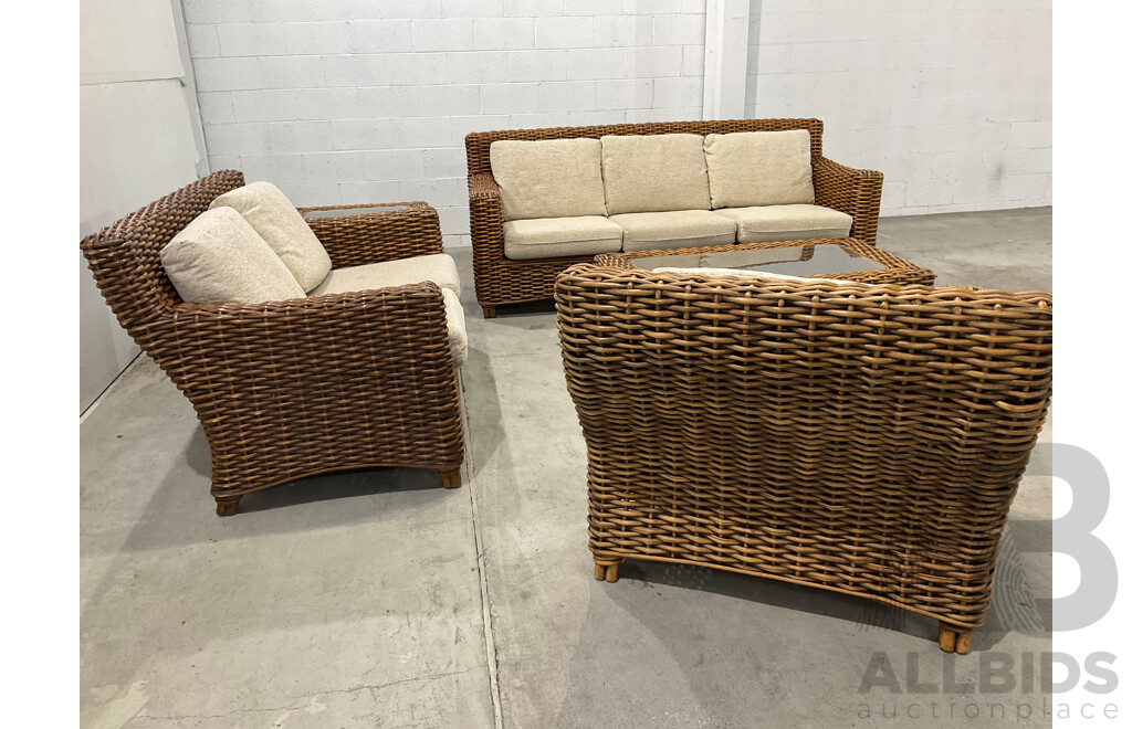 ISLANDER Five Piece Cane Outdoor Lounge Suite