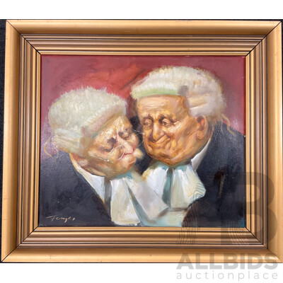 Zoltan Fenyes (1924-97 ) , ''Wake Up Georgey Boy'' Oil on Board, 50 X 58 Cm (frame)