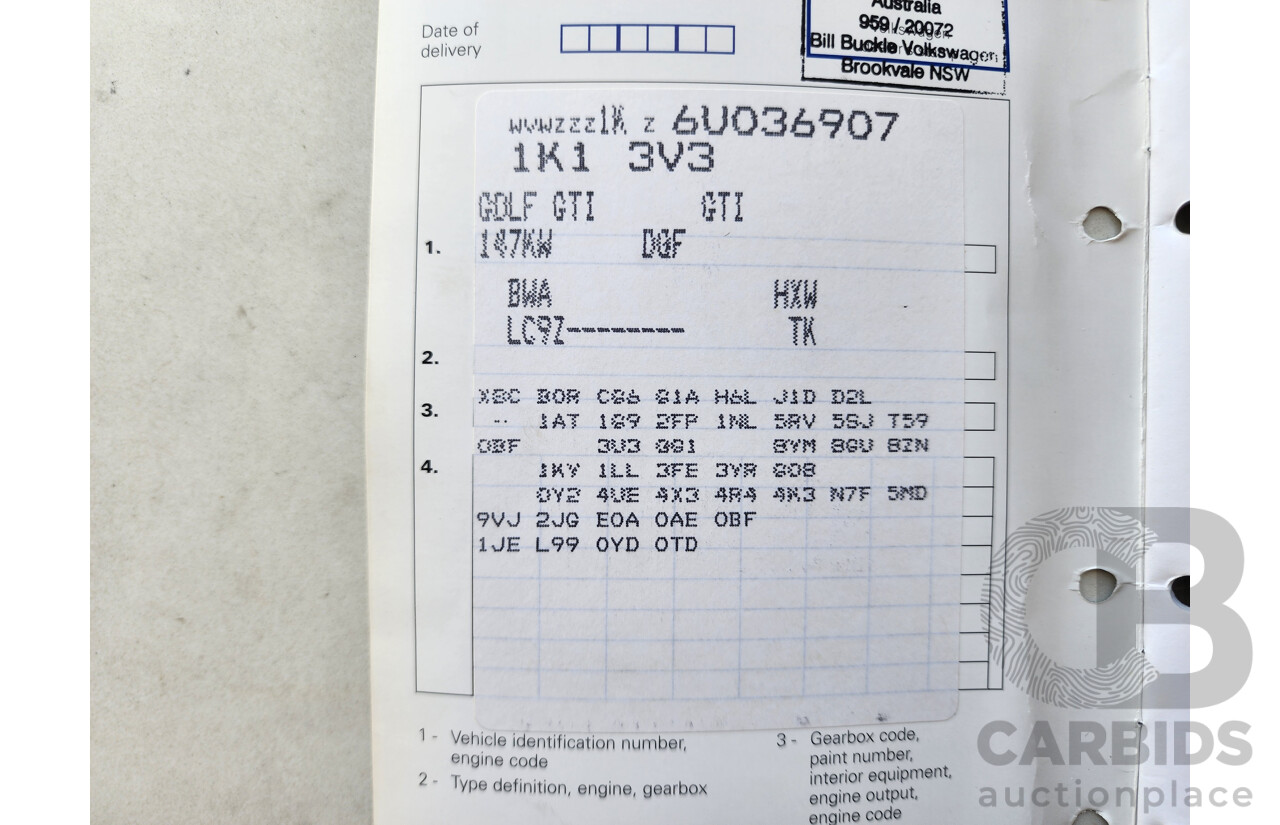 8/2006 Volkswagen Golf GTi 1K 5d Hatchback Black 2.0L