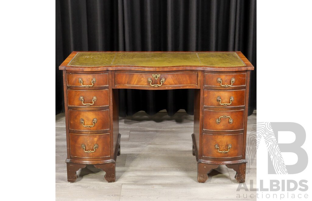 Victorian Flame Mahogany Twin Pedestal Ladies Desk
