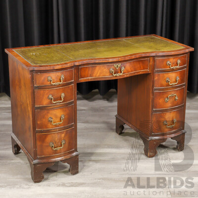 Victorian Flame Mahogany Twin Pedestal Ladies Desk