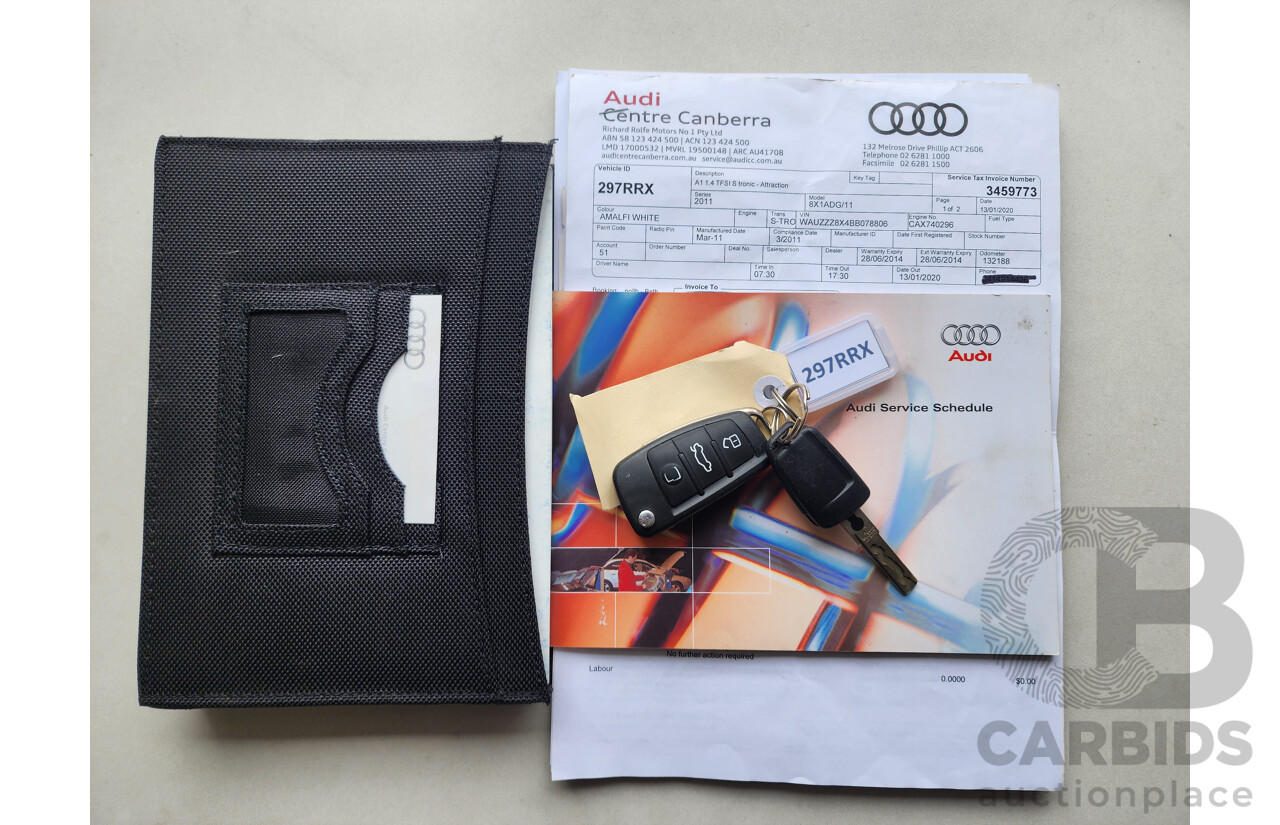 6/2011 Audi A1 1.4 TFSI Attraction 8X 3d Hatchback White 1.4L