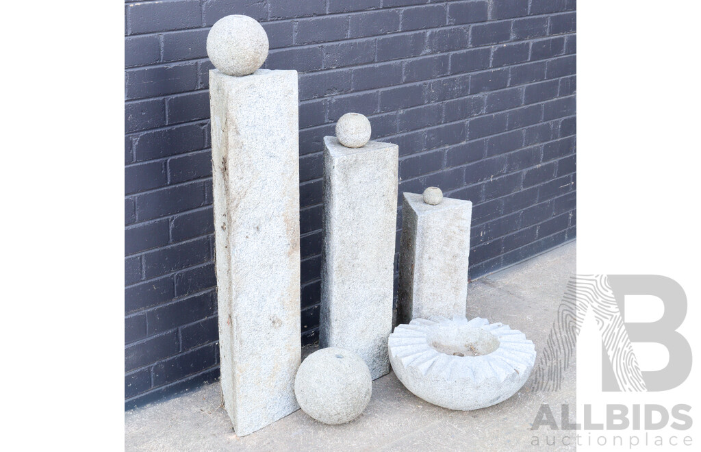 Modernist Eight Piece Modular Granite Water Feature
