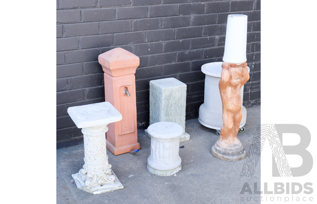 Large Collection of Concrete Garden Plinths and Statues