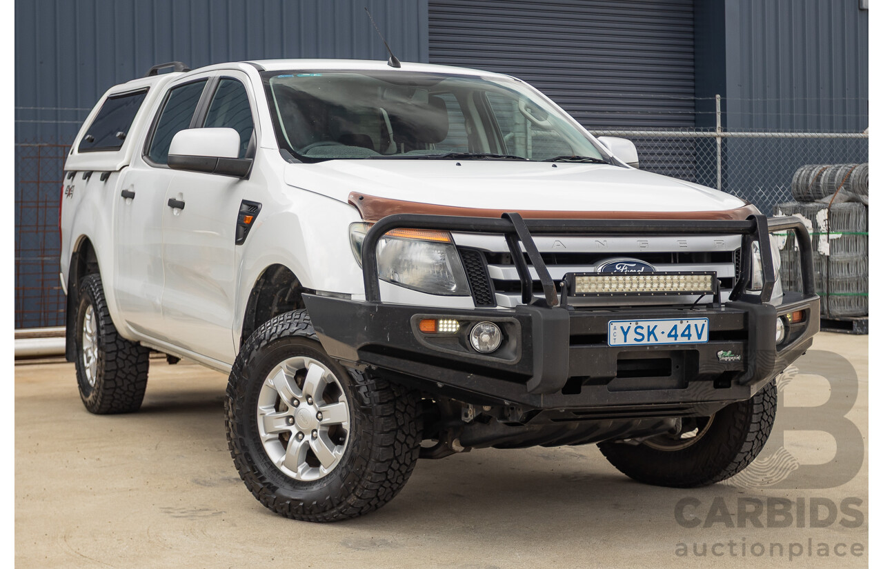 6/2013 Ford Ranger XLS (4x4) PX Dual Cab Utility White Turbo Diesel 3.2L