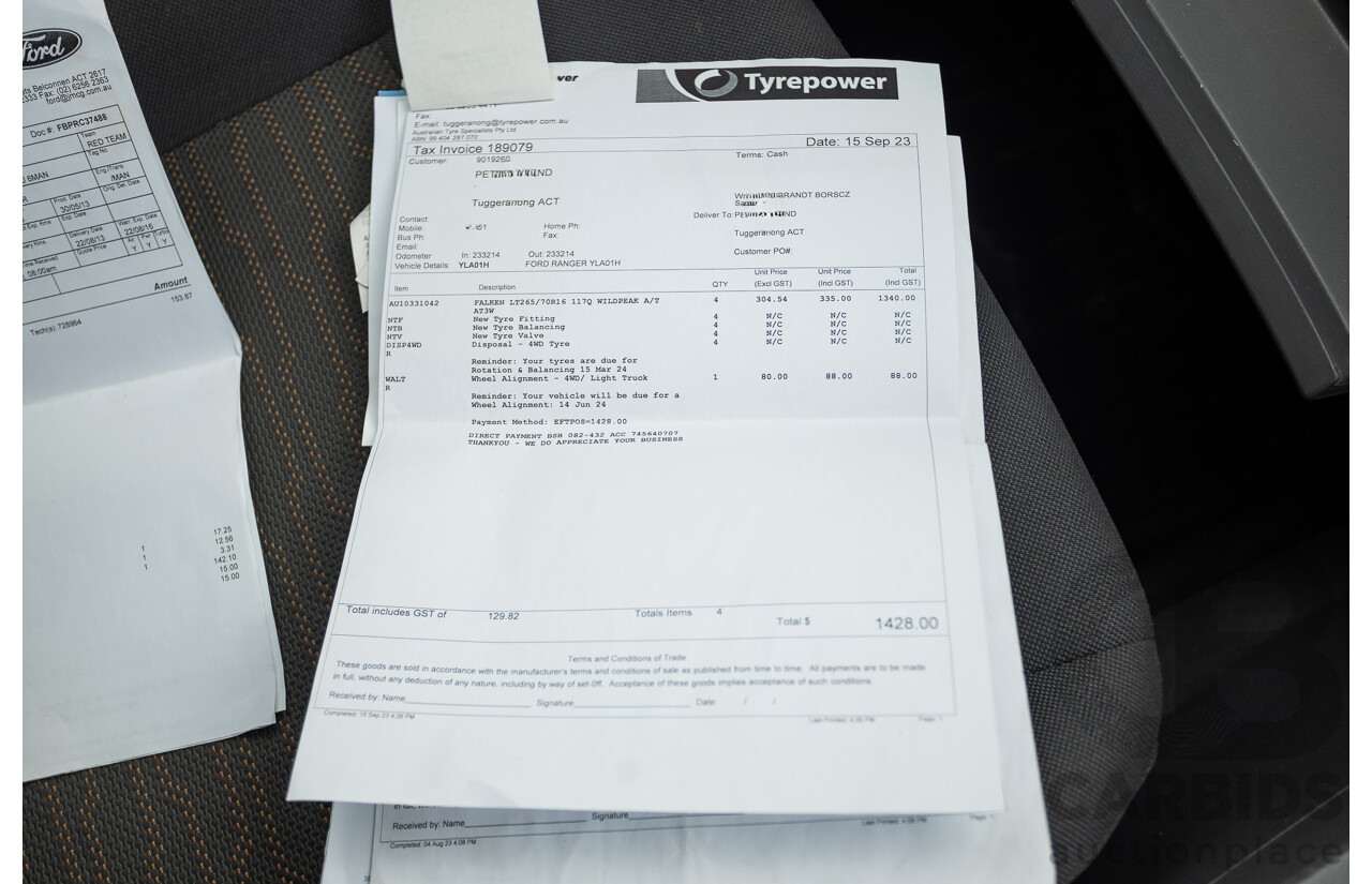 6/2013 Ford Ranger XLS (4x4) PX Dual Cab Utility White Turbo Diesel 3.2L