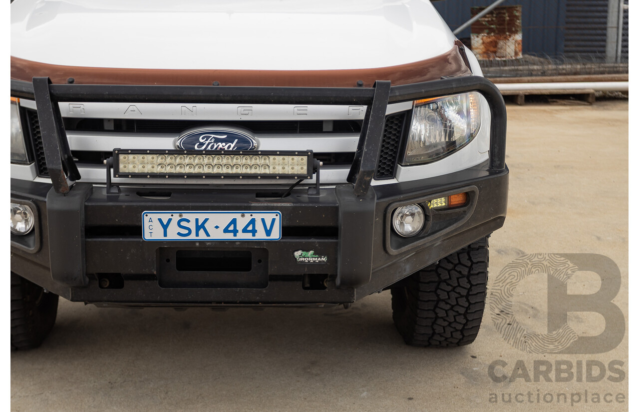 6/2013 Ford Ranger XLS (4x4) PX Dual Cab Utility White Turbo Diesel 3.2L