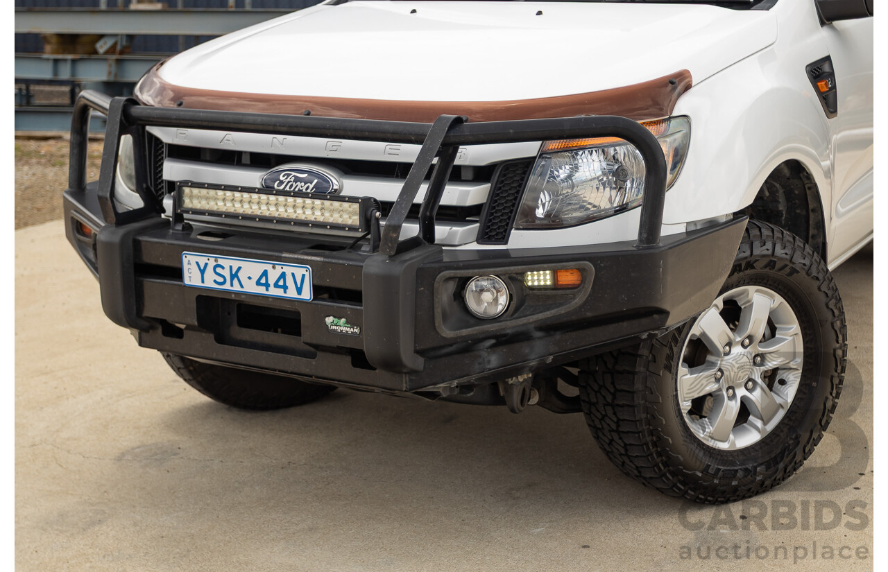 6/2013 Ford Ranger XLS (4x4) PX Dual Cab Utility White Turbo Diesel 3.2L