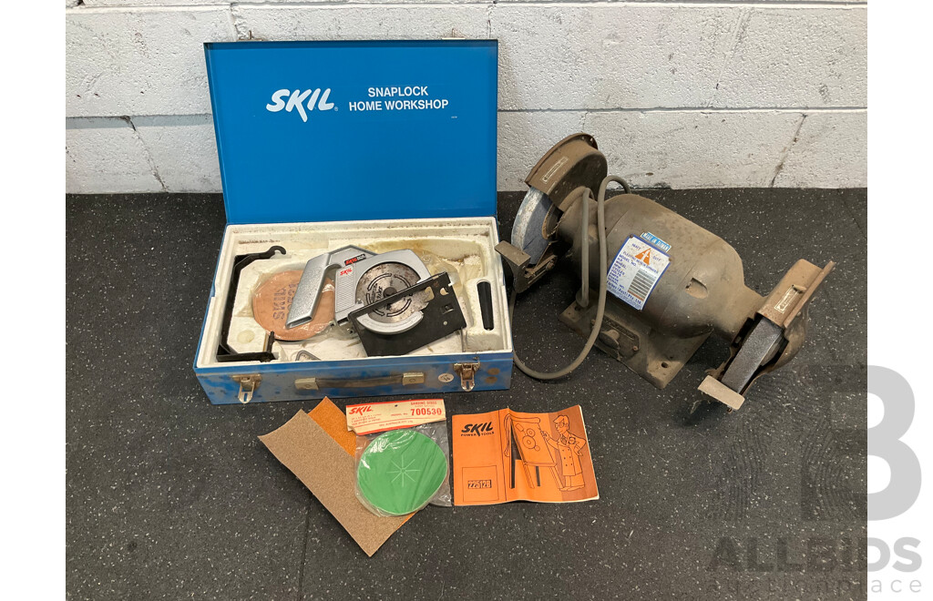 Vintage Heavy Duty Electric Bench Grinder and SKIL Circular Saw - Lot of 2