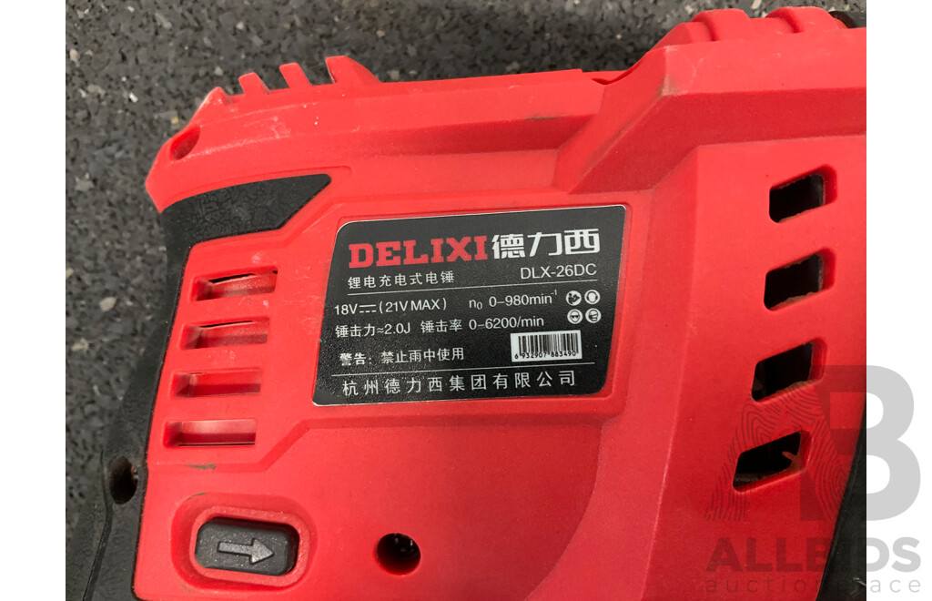 MAKITA 18V Brushless Impact Driver (DTD148) Skin Only and DELIXI Cordless Rotary Hammer Drill Skin Only - Lot of 2