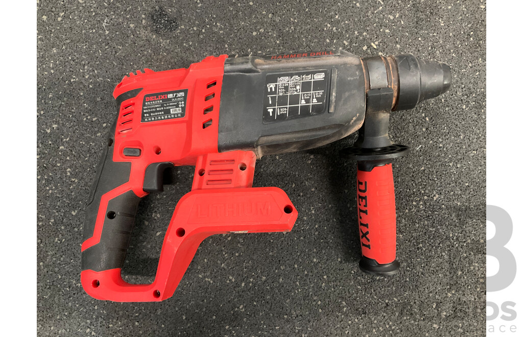 MAKITA 18V Brushless Impact Driver (DTD148) Skin Only and DELIXI Cordless Rotary Hammer Drill Skin Only - Lot of 2