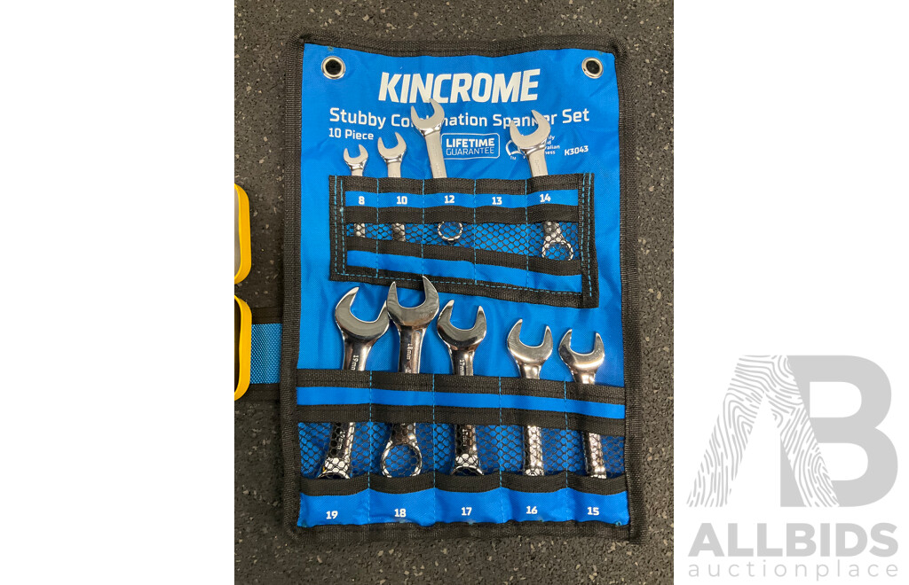 STANLEY 40 Piece Socket Set and KINCROME Stubby Combination Spanner Set - Lot of 2