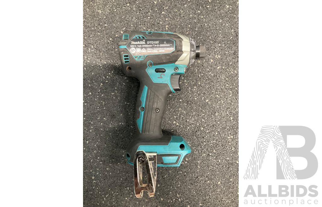 MAKITA 18V LXT Brushless Set - Hammer Drill Driver (DHP485) , Impact Driver (DTD153), Battery Charger (DC18SD) and 5.0Ah Battery - Lot of 4