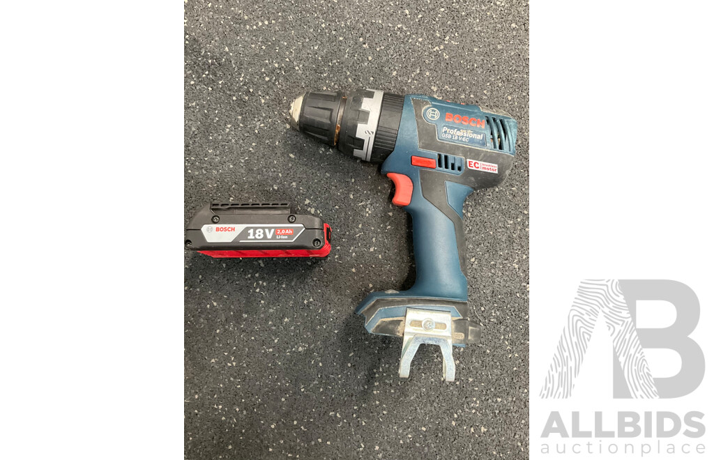 BOSH Professional GSB 18V-EC Cordless Combi Drill  and 2.0Ah Battery - Lot of 2